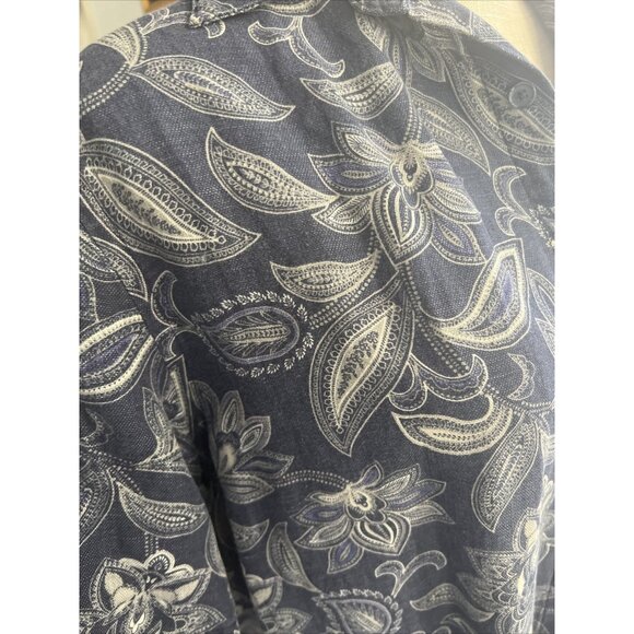 Tasso Elba Mens Floral Navy Lightweight Summer Shirt size L - Picture 2 of 10